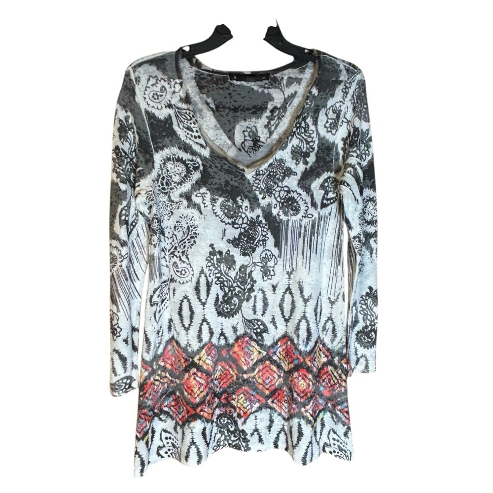 Mushka Sienna Rose Blouse Tunic Top Boho Print V Neck Medium Fairy Whimsigoth
